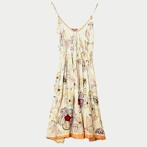 Pyrus floral embroidered sequins embellish floral dress women's XS